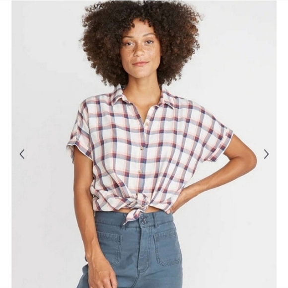 Marine Layer Presley Shirt Medium Plaid Button Up Short Sleeve Casual Rosewood - Picture 2 of 12